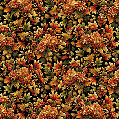 Benartex Autumn Splendor Black/Spice Fabric – Autumn Cats by Peggy Collins
