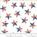 Moda America the Beautiful White Fabric – Patriotic Tossed Flag Star by Deb Strain