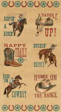 Moda Home On The Range Burlap Fabric Panel – Western Cowboy Scenic by Deb Strain