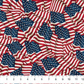 Northcott Stars & Stripes 13 Waving Flags Navy Multi Fabric – Patriotic Flag Print by Linda Ludovico