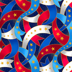 QT Fabrics Proud & True Patriotic Banners in Navy Fabric – by QT Fabrics