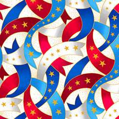 QT Fabrics Proud & True Patriotic Banners in Cream Fabric