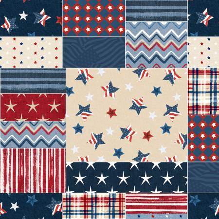 Wilmington Prints Stars of Valor Patriotic Patchwork in Multi Fabric – by Beth Grove