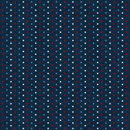 Wilmington Prints Stars of Valor Patriotic Little Stars Allover Blue Fabric – by Beth Grove