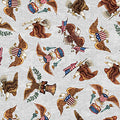 QT Fabrics American Tapestry Tossed Eagles Gray Fabric – Patriotic Eagle Print by Dan Morris