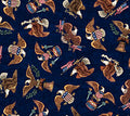 QT Fabrics American Tapestry Tossed Eagles Navy Fabric – Patriotic Eagle Print by Dan Morris