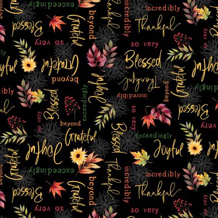 Wilmington - Floral Party - Tossed Words/Black - 40764-938