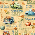 Wilmington Prints Glorious Fall Golden Tan Large Allover Fabric – Fall Truck Print by Nancy Mink