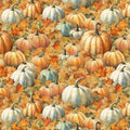 Wilmington Prints - Glorious Fall - Golden Tan Packed Pumpkins Fabric – Print by Nancy Mink
