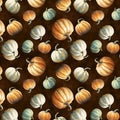 Wilmington Prints - Glorious Fall - Brown Tossed Pumpkins Fabric – Print by Nancy Mink
