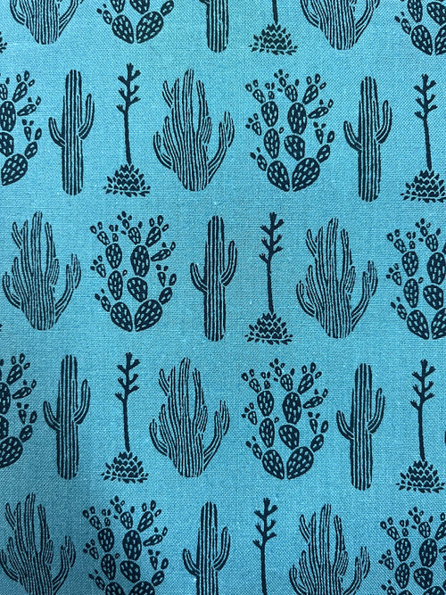 All Through the Land Desert Joshua Tree Fabric – Teal Green Southwest Print