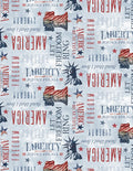 Wilmington Liberty Lane Words Tossed Fabric – Blue Script Print
