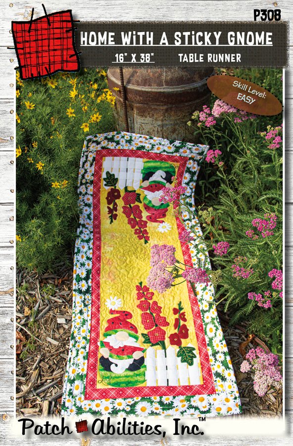 Home With a Sticky Gnome by Julie Wurzer - Table Runner Pattern – 16"x38" for Patch Abilities