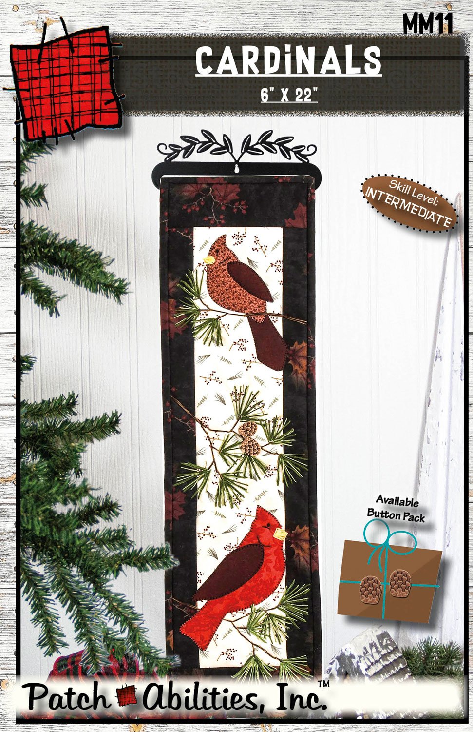 Cardinals by Julie Wurzer - Wall Hanging Pattern – 6"x22" for Patch Abilities