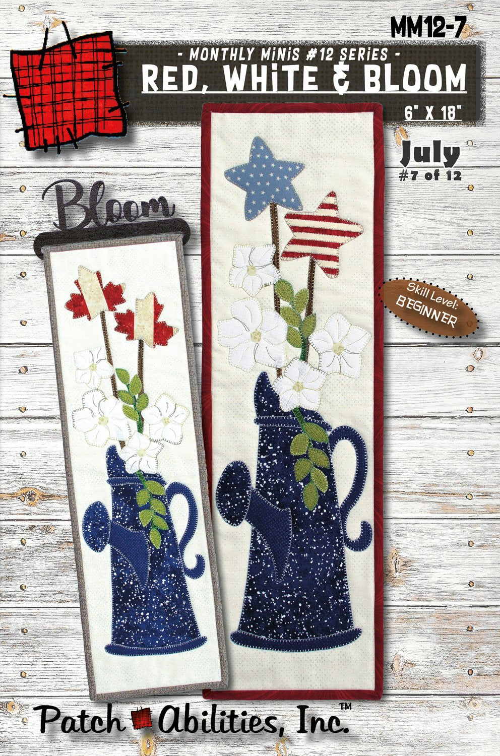 Red, White and Bloom by Julie Wurzer - Wall Hanging Pattern – 6"x20" for Patch Abilities