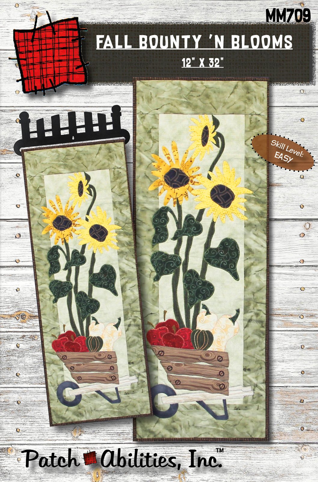 Fall Bounty ’n Blooms by Julie Wurzer - Door Banner Pattern – 12"x32" for Patch Abilities