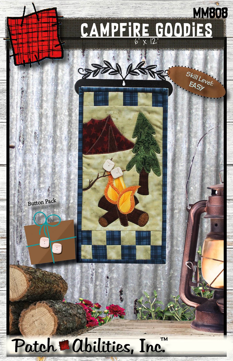 Campfire Goodies by Julie Wurzer - Wall Hanging Pattern with Buttons – 6"x12" for Patch Abilities