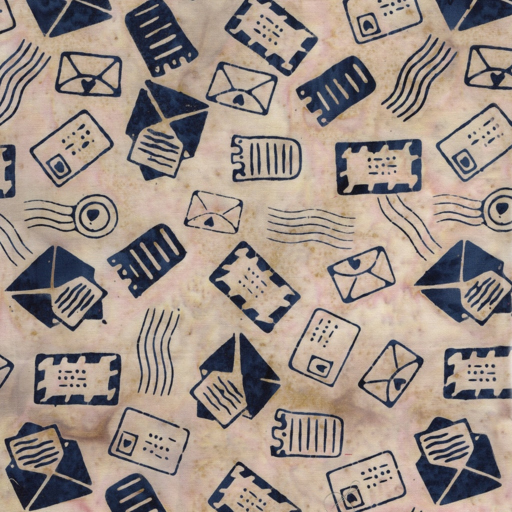 Lumin Fabrics Island Batik Missing You Neutral Chalk Fabric – Neutral Mail Batik by Terri Vanden Bosch and Lizard Creek Quilting