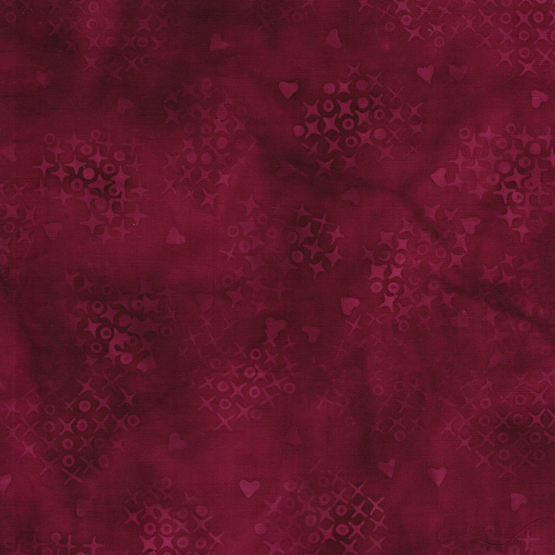 Island Batik Missing You Red Burgundy Fabric – Red Cross Stitch Heart Batik by Terri Vanden Bosch and Lizard Creek Quilting