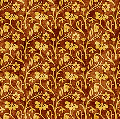 Quilting Treasures Prairie Dreams Floral and Stems Gold Fabric – Brown Floral Blender