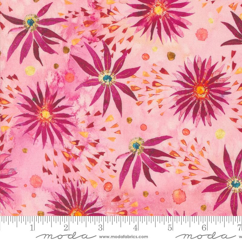 Moda Coming Up Roses Rose Colored Glasses Peony Fabric – Pink Watercolor Floral by Laura Muir