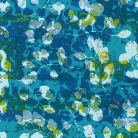 Robert Kaufman Leaves Lake 108in Wide Back Fabric – Blue Floral Blender
