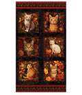 Benartex Autumn Cats Panel Black/Spice Fabric – 24” x 44” Cat Panel by Peggy Collins