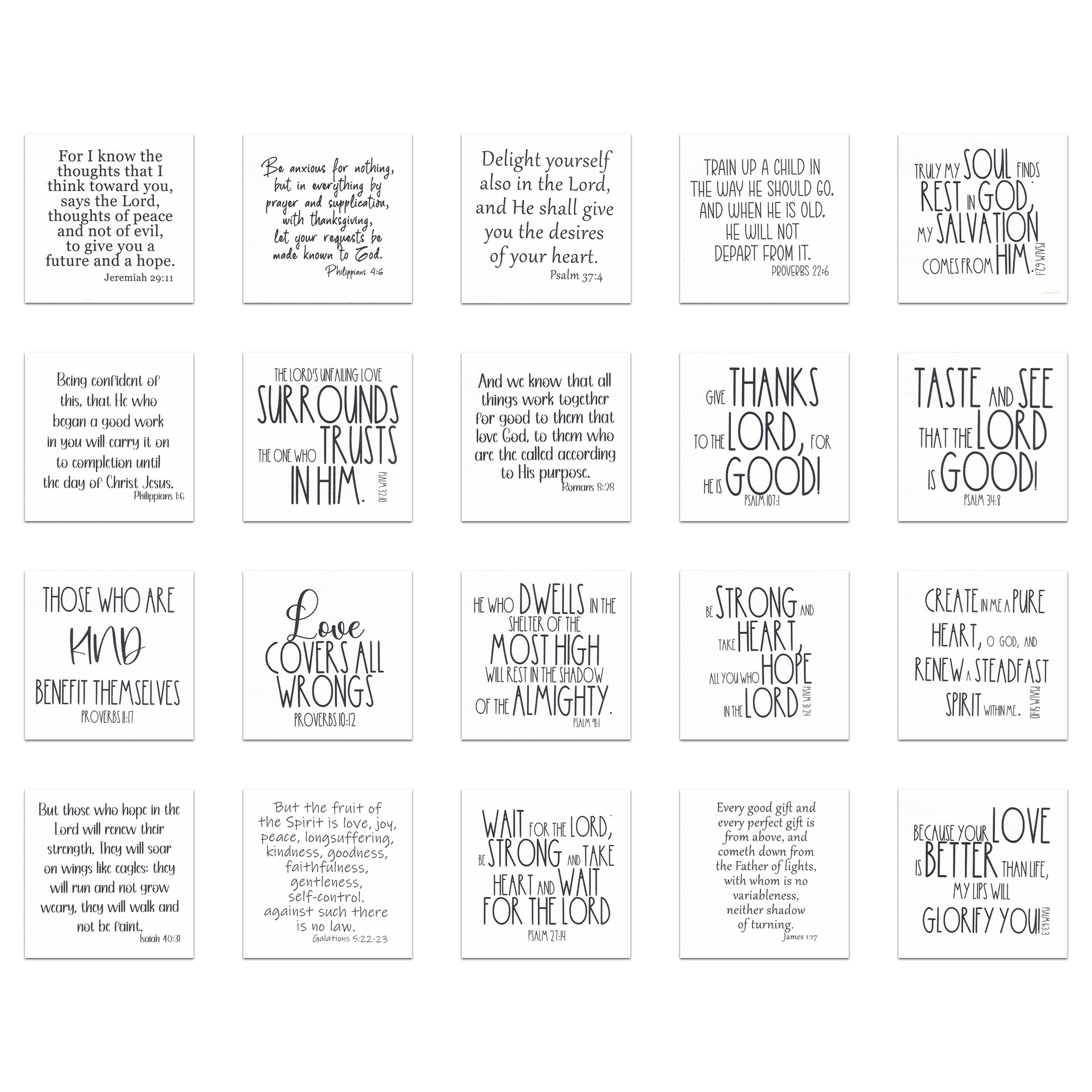 20 Bible Verse Quilt squares - Precut Squares 5" - Carlson Homestead