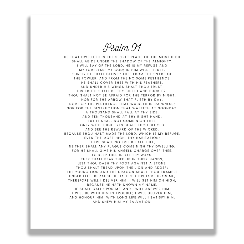 Psalm 91 Bible Verse Quilt Panel - Precut White Cotton - 11.5" x 14" panel - Carlson Homestead Quilting