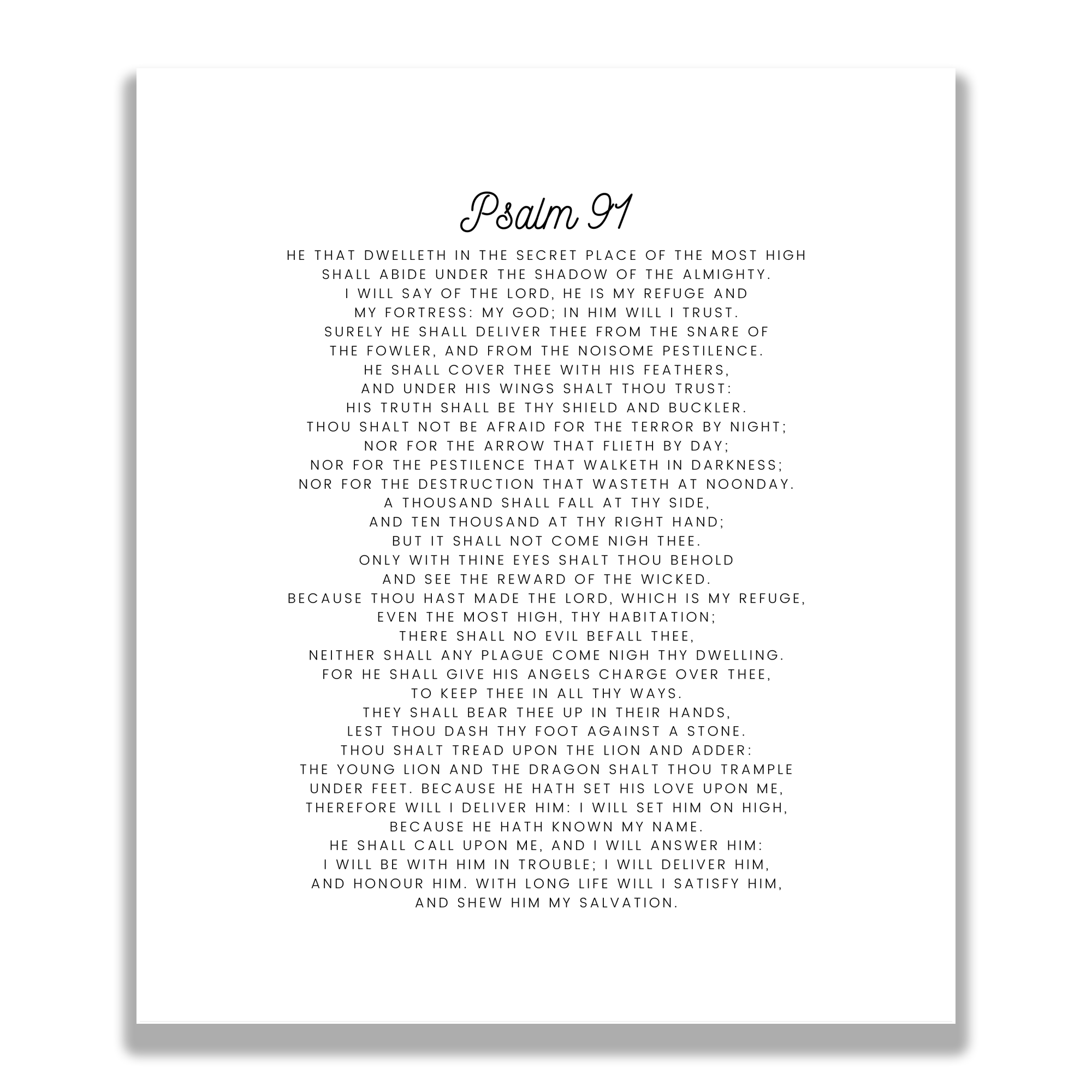 Psalm 91 Bible Verse Quilt Panel - Precut White Cotton - 11.5" x 14" panel - Carlson Homestead Quilting