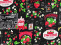 Timeless Treasures - Strawberry Fields - Strawberry Farm Signage Black Fabric