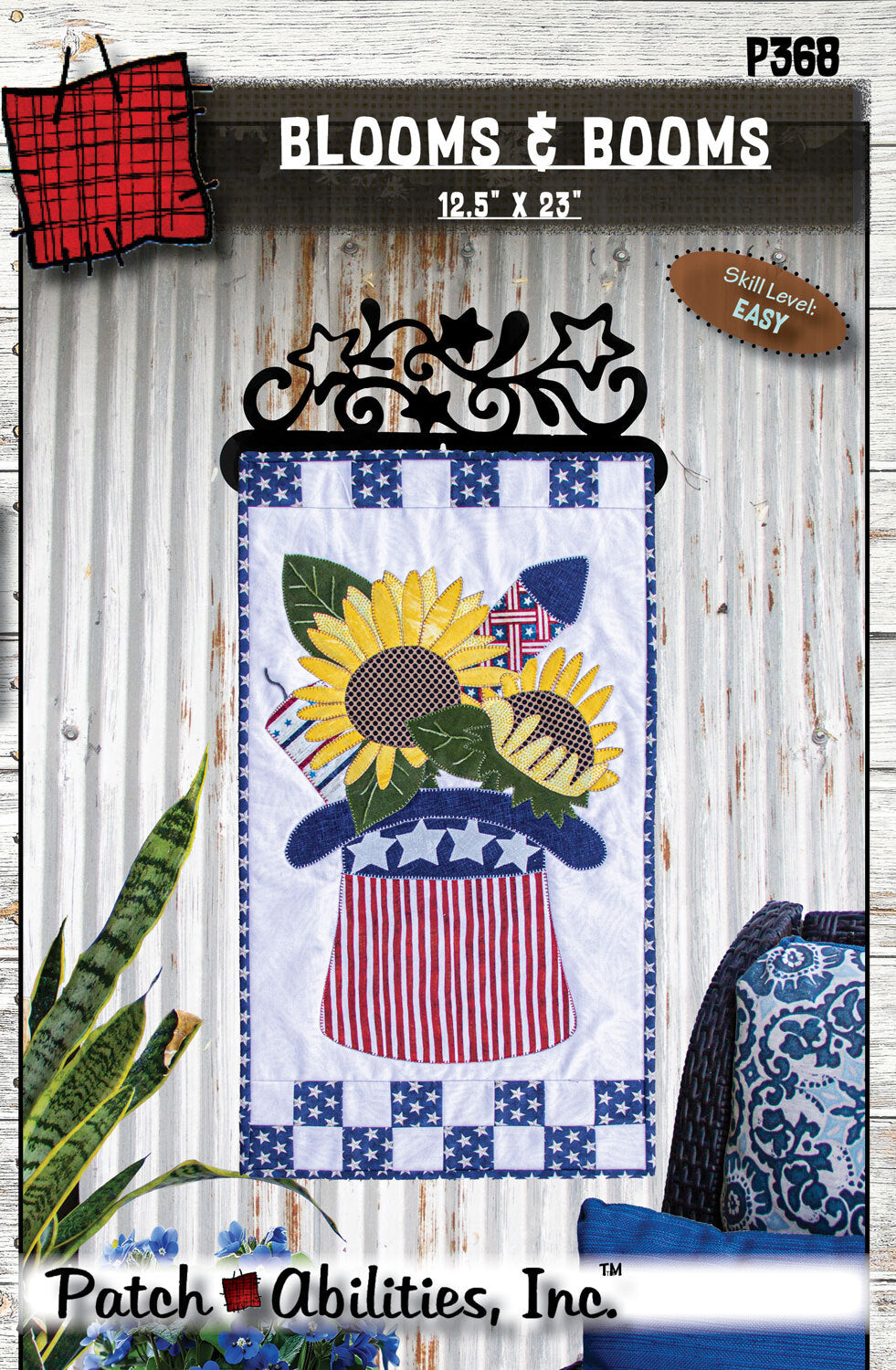 Blooms and Booms by Julie Wurzer - Wall Hanging Pattern - 12.5"x 23" for Patch Abilities