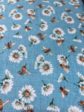 Michael Miller Bee Culture Busy Bees Blue Daisy Fabric by Diane Kappa