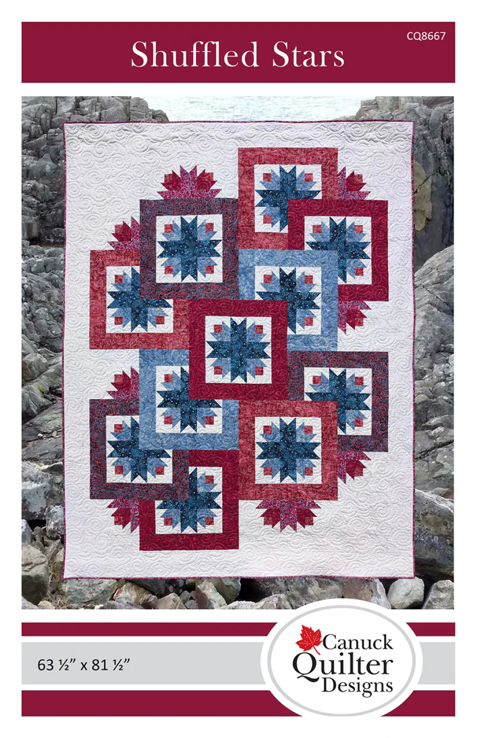 Shuffled Stars Quilt Pattern (63-1/2" x 81-1/2") by Canuck Quilter Designs