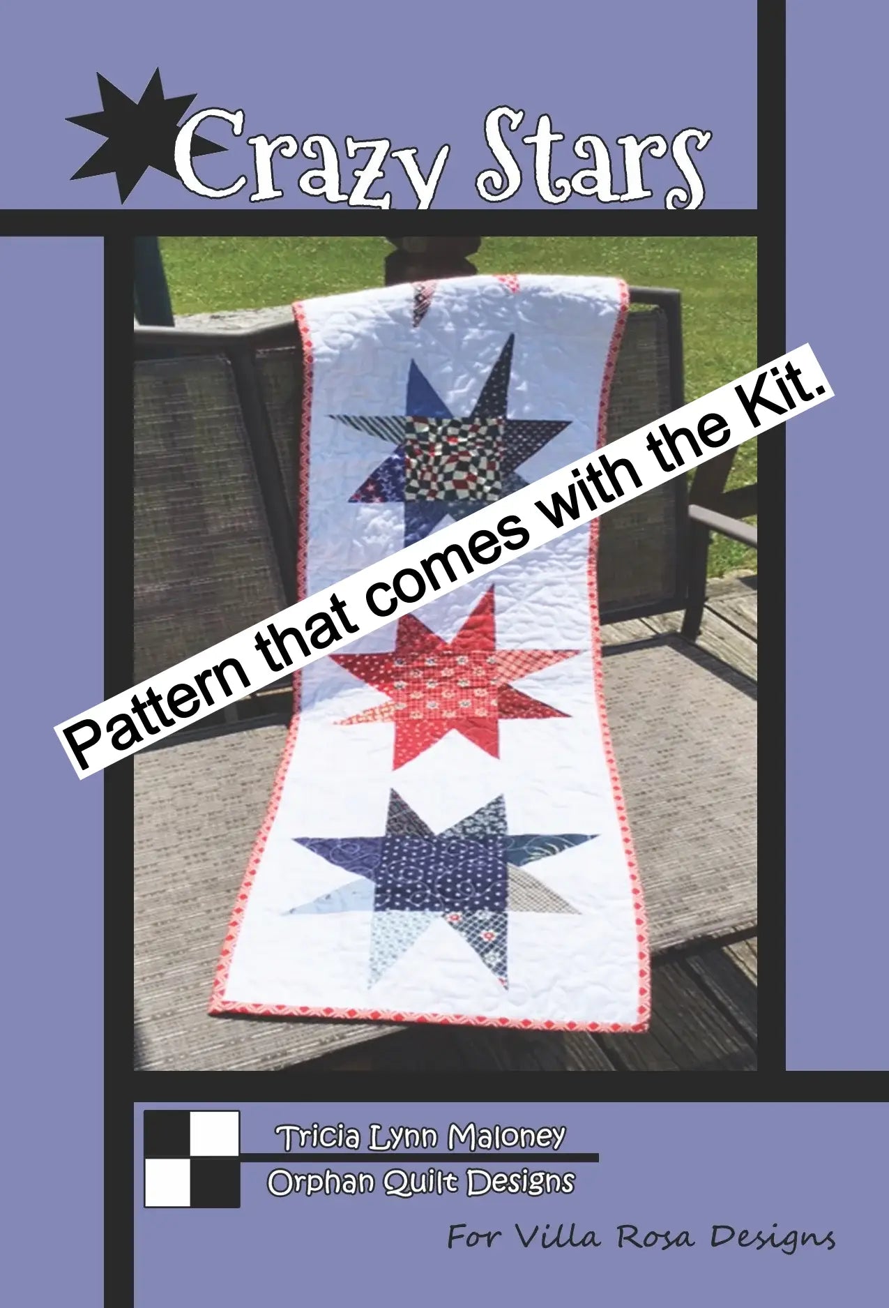 Buffalo Table Runner Kit – Crazy Stars Villa Rosa Pattern – Western Quilt Kit with CHQ Exclusive Buffalo Squares – Rustic Fabric Kit – 13.5" x 54"