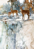 Northcott Highland View Cliffside Deer 30" Panel Fabric – White Multi by Deborah Edwards & Melanie Samra