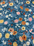 Oasis Fabrics - Denim Plus - Flowers Medium Blue - Cotton Fabric
