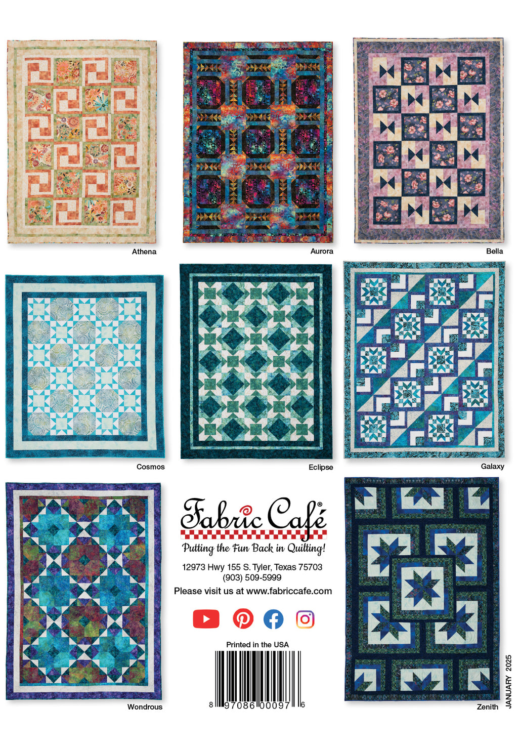 Fabulous 5-Yard Quilts Book – 8 Quilt Patterns by Donna Robertson & Fran Morgan from Fabric Café
