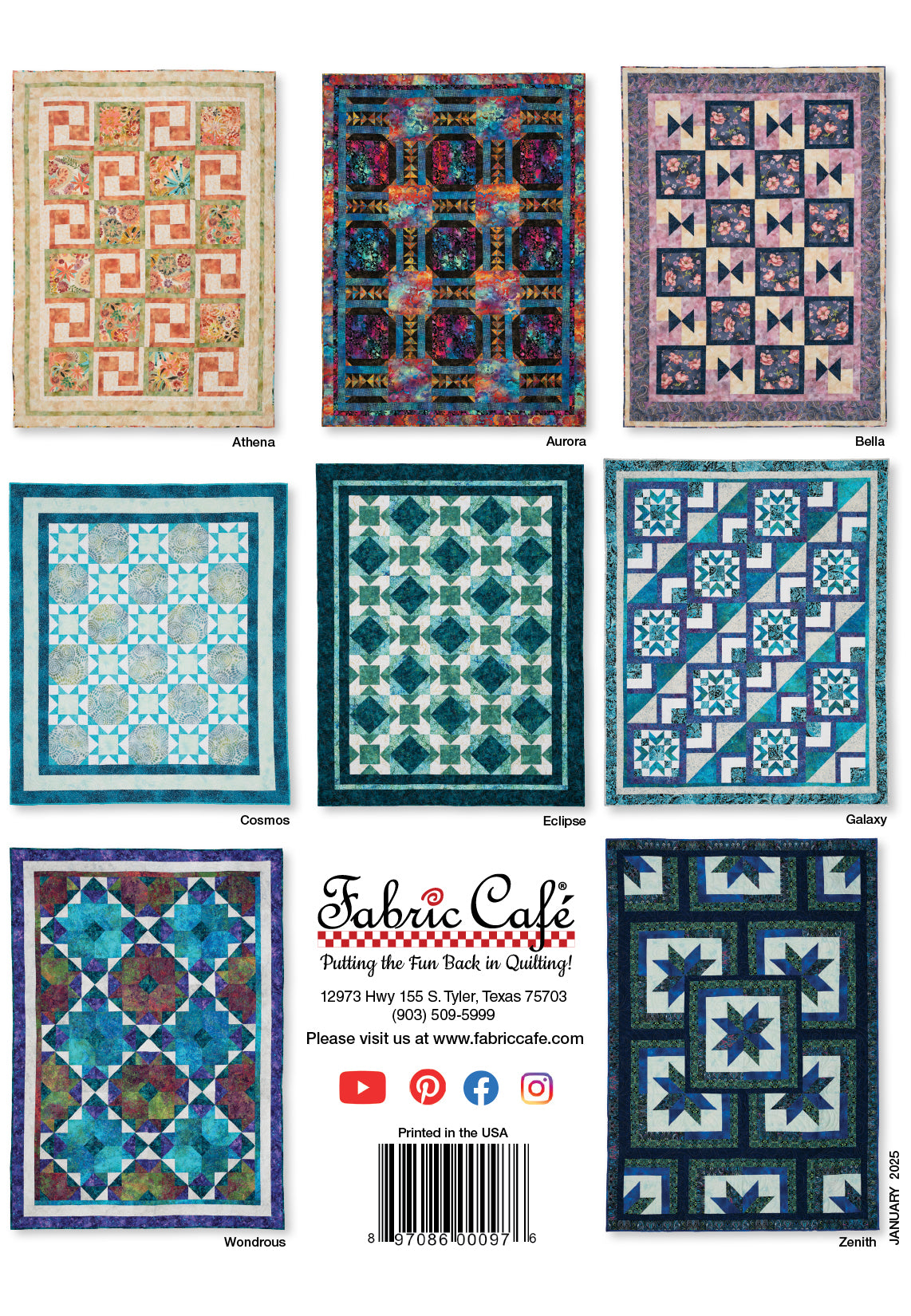 Fabulous 5-Yard Quilts Book – 8 Quilt Patterns by Donna Robertson & Fran Morgan from Fabric Café