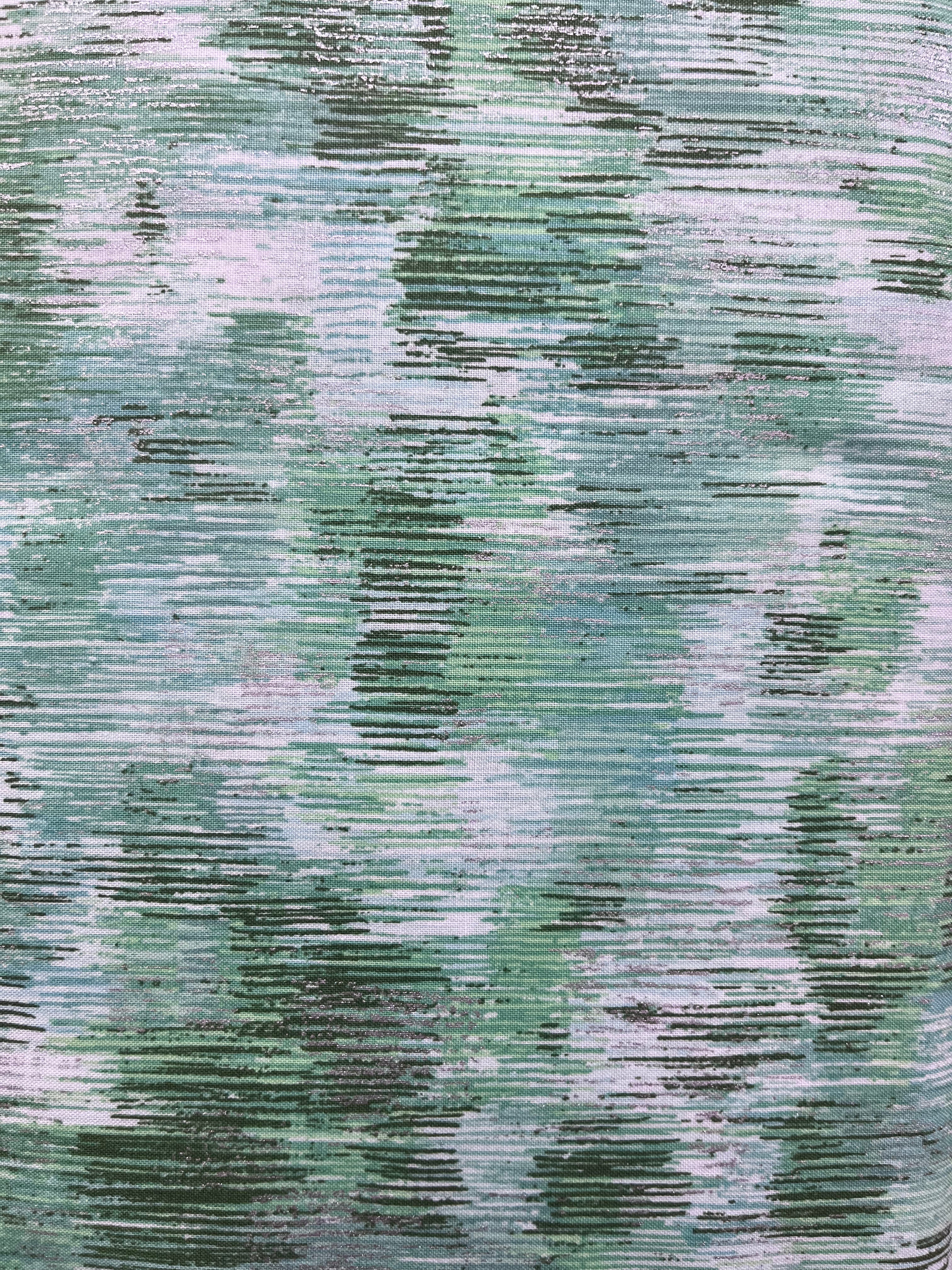 Fusions Brushwork - Brushstrokes Metallic Mint - Green Blender by Robert Kaufman