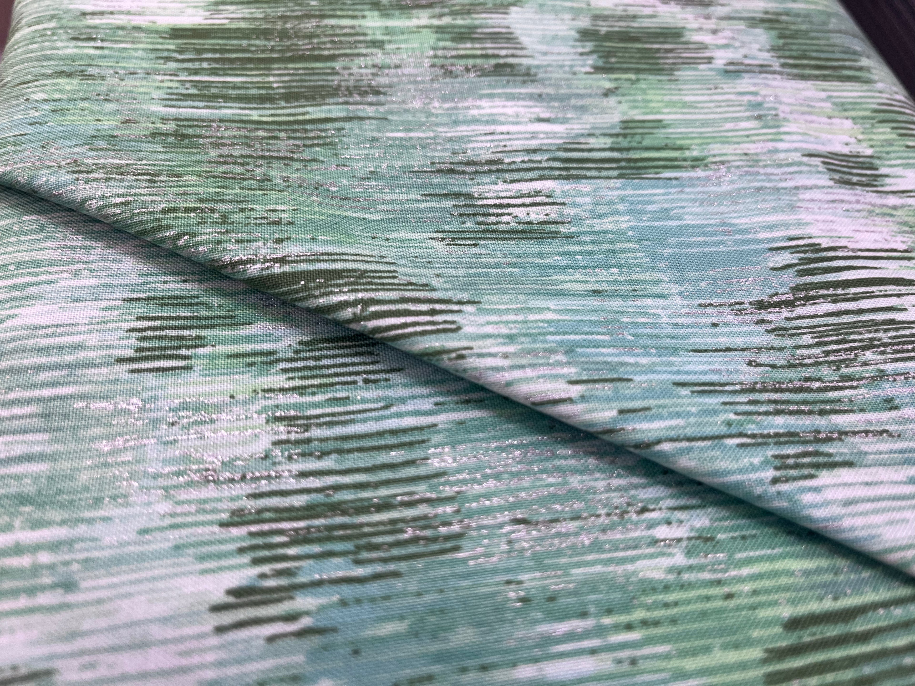 Fusions Brushwork - Brushstrokes Metallic Mint - Green Blender by Robert Kaufman