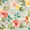 Nicole DeCamp Gone Country Country Time Roses Seafoam 108" Wide Back Fabric – Floral Quilt Backing