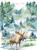 Hoffman Fabrics Cabin in the Woods Aspen Moose Panel Fabric – V5255-367