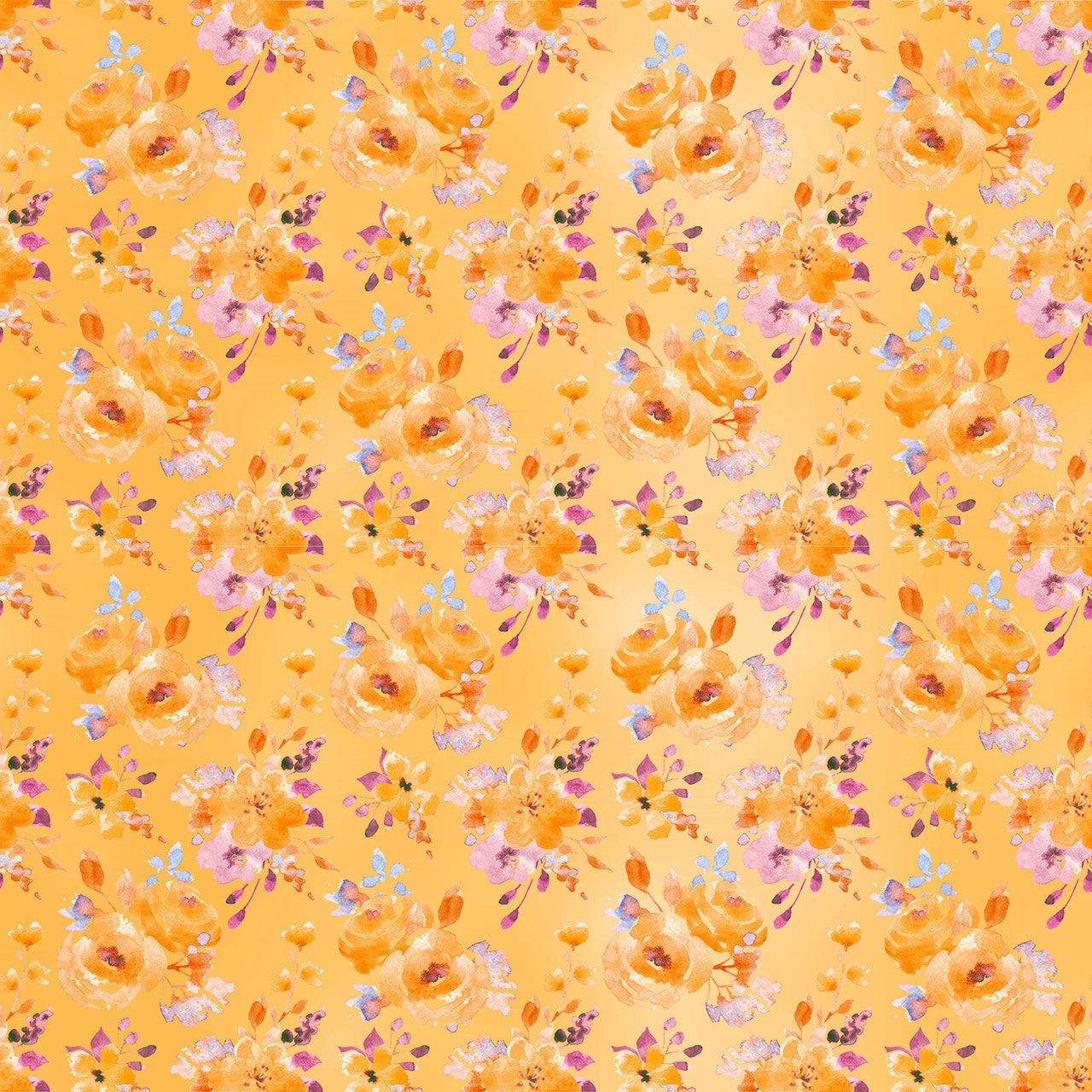 In The Beginning Glorious Garden Roses Orange Fabric – Orange Floral by Kathleen Winslow Gardner