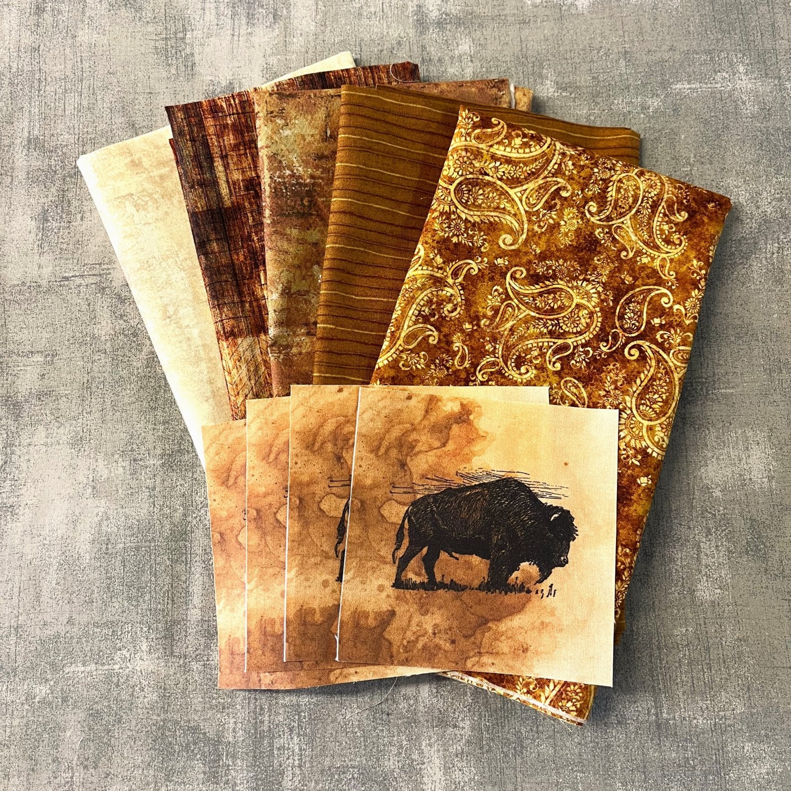 Buffalo Table Runner Kit – Crazy Stars Villa Rosa Pattern – Western Quilt Kit with CHQ Exclusive Buffalo Squares – Rustic Fabric Kit – 13.5" x 54"