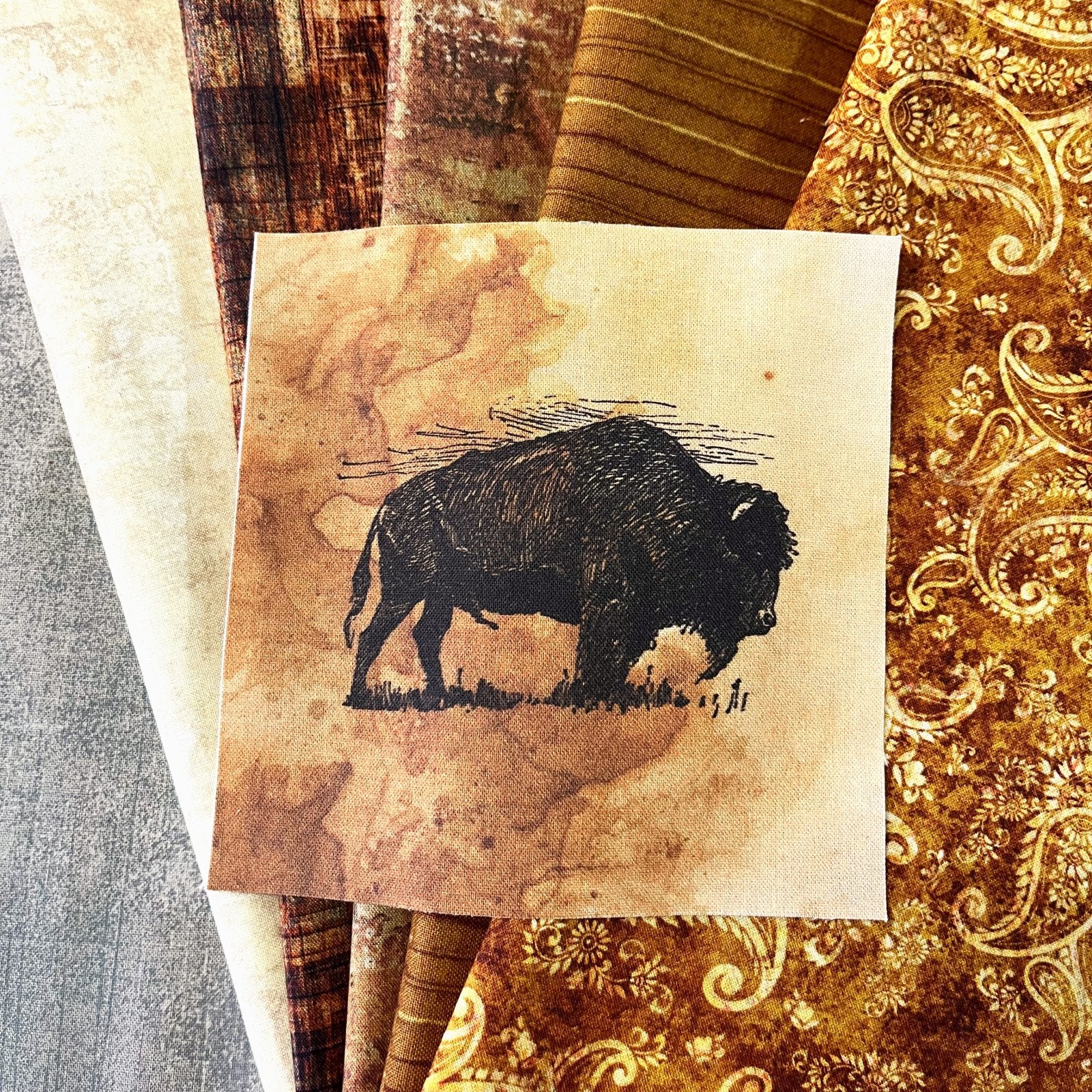 Buffalo Table Runner Kit – Crazy Stars Villa Rosa Pattern – Western Quilt Kit with CHQ Exclusive Buffalo Squares – Rustic Fabric Kit – 13.5" x 54"
