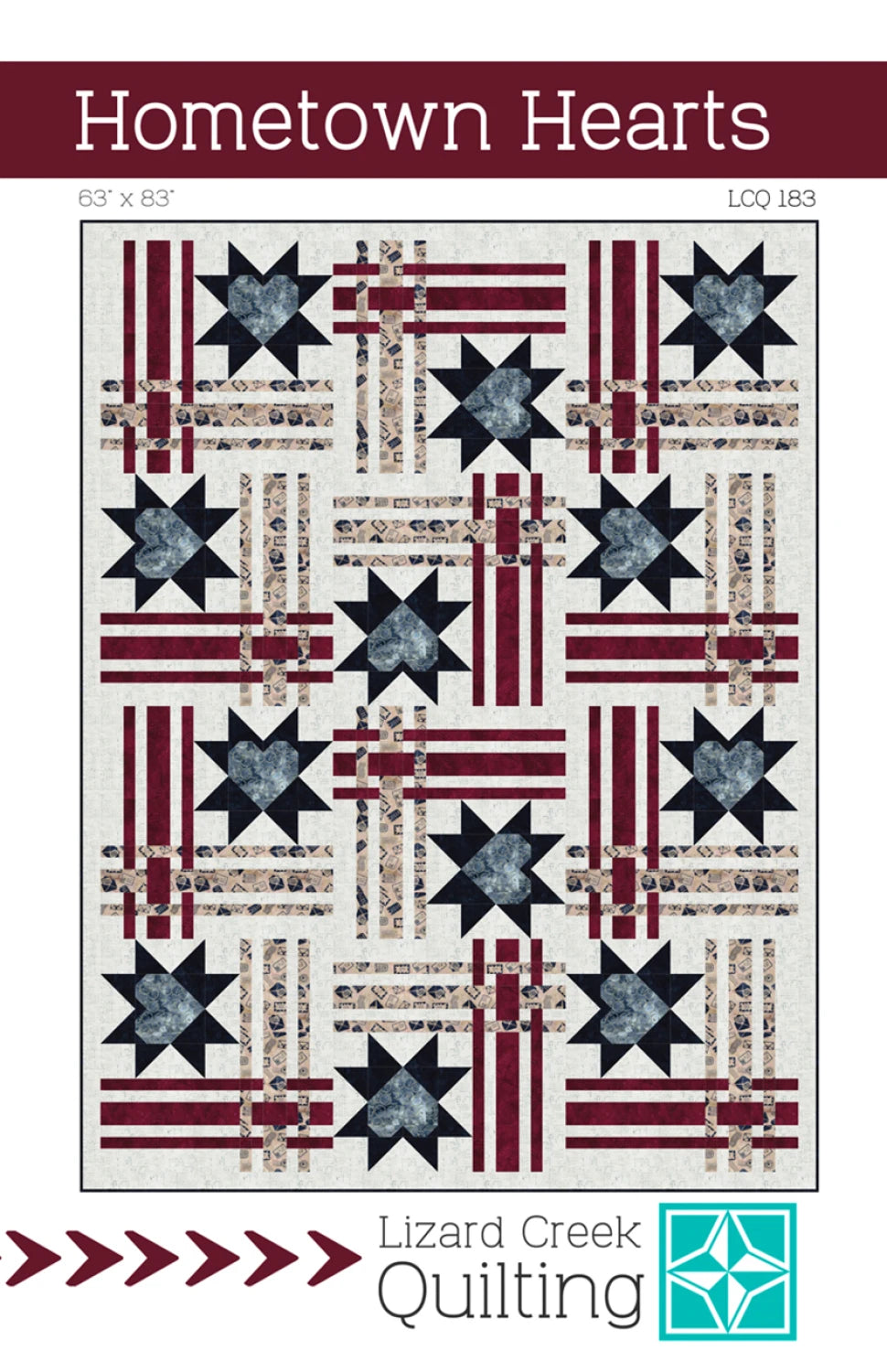 Hometown Hearts Quilt Pattern (63" x 83") by Terri Vanden Bosch from Lizard Creek Quilting