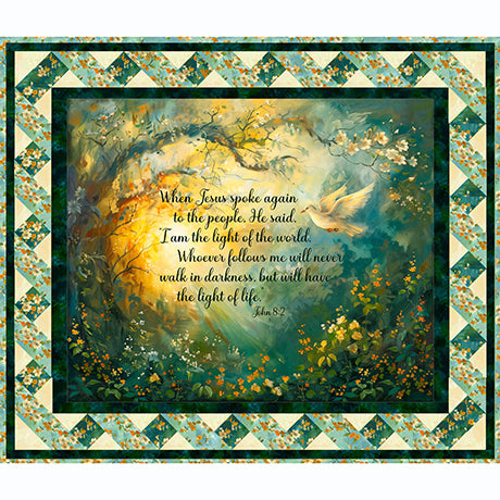 Light of the World Ribbon Border Quilt Kit – Scenic Dove Panel Quilt Kit