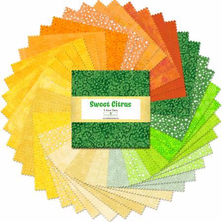 Wilmington Prints - Sweet Citrus - 5 Karat Gems 5" Square Pack – Citrus Color Precuts