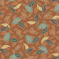 QT Fabrics - Frond Nouveau - Tossed Leaves Terracotta Fabric – Botanical Print by Sasha